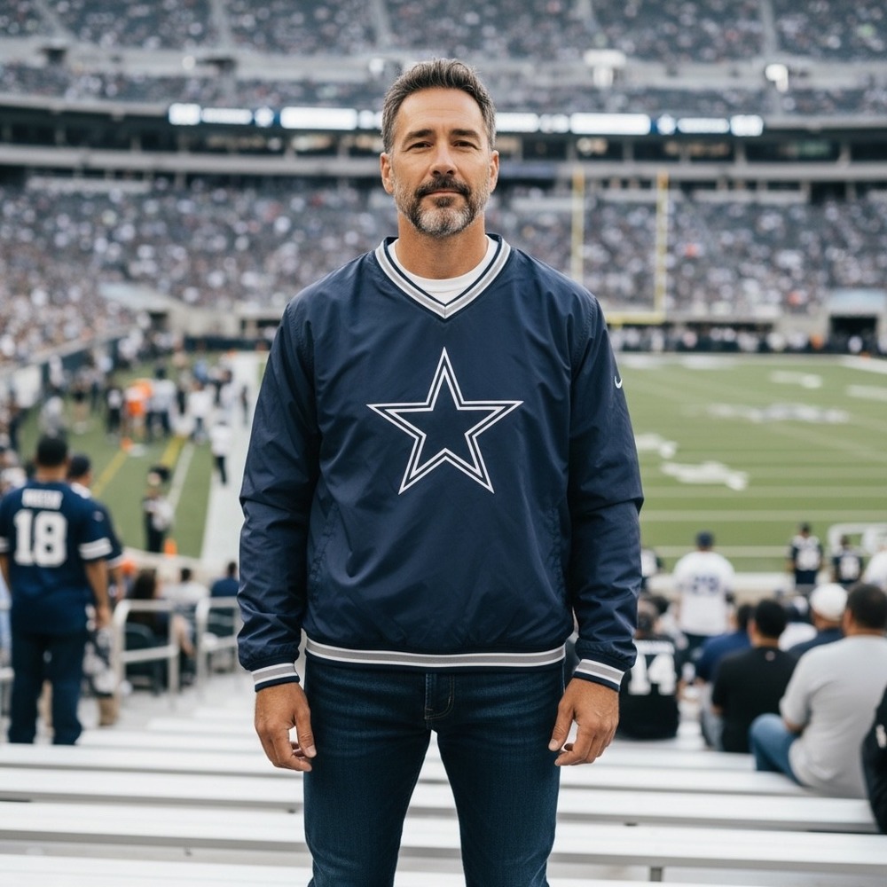 Dallas Cowboys Authentic Apparel Mens Navy Blue Star Pullover Windbreaker Size M